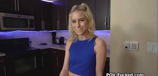  POV fucking blonde teen Kiara Cole on first date